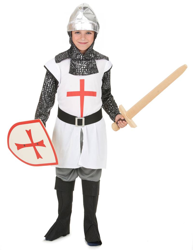 Ritter Kinderkostüm Mittelalter weiss-rot-silber von KARNEVAL-MEGASTORE