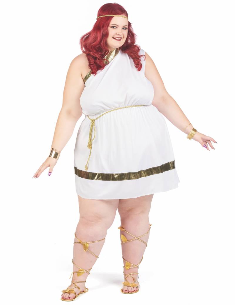 Römische Göttin Kostüm Plus Size für Damen weiß von KARNEVAL-MEGASTORE