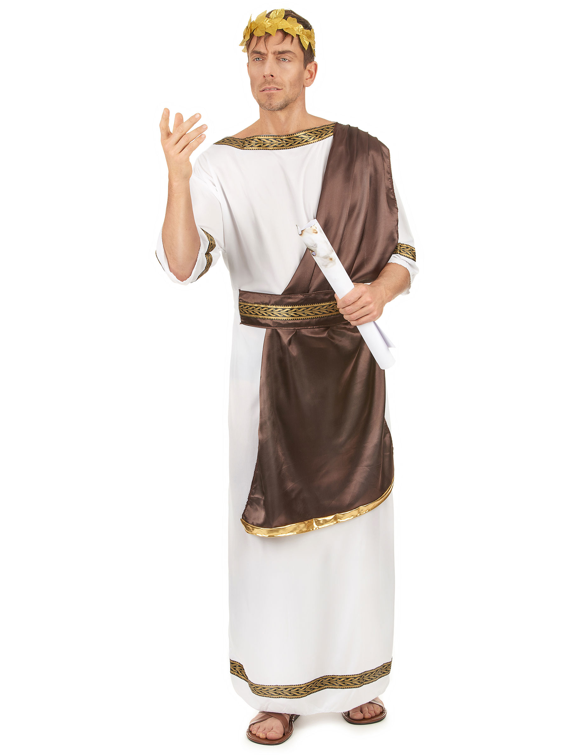 Römischer Imperator Antike Herrenkostüm weiss-braun-gold von KARNEVAL-MEGASTORE