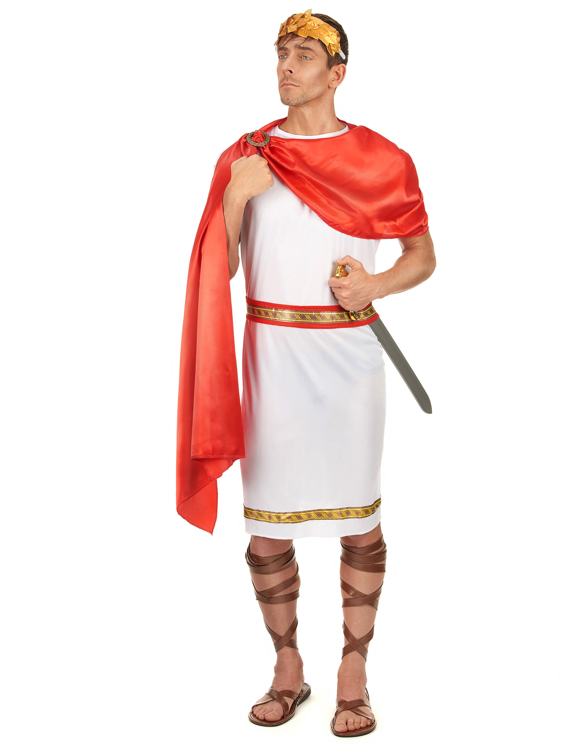 Römischer Kaiser Kostüm Caesar weiss-rot-gold von KARNEVAL-MEGASTORE
