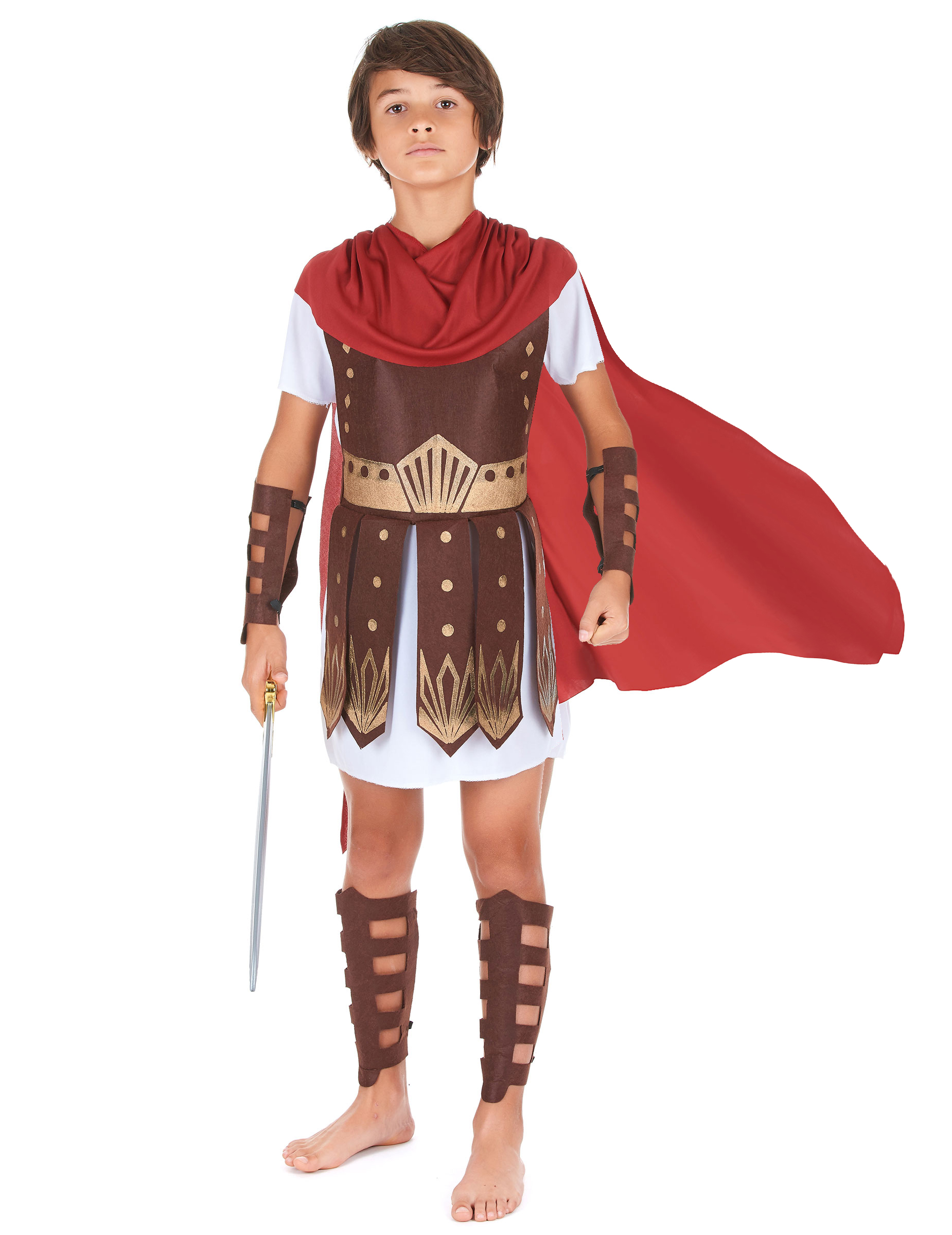 Römischer Soldat Kinderkostüm Krieger braun-weiss-rot von BCI