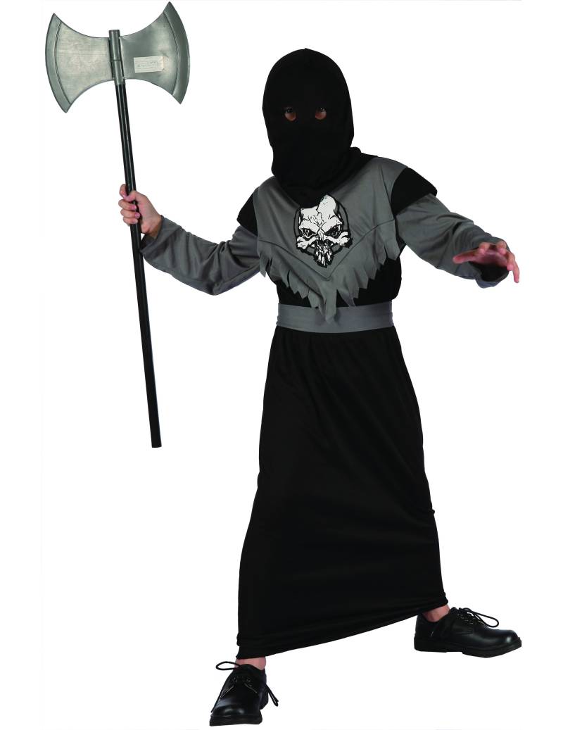 Schauriger Henker Halloween-Kinderkostüm schwarz-grau von KARNEVAL-MEGASTORE