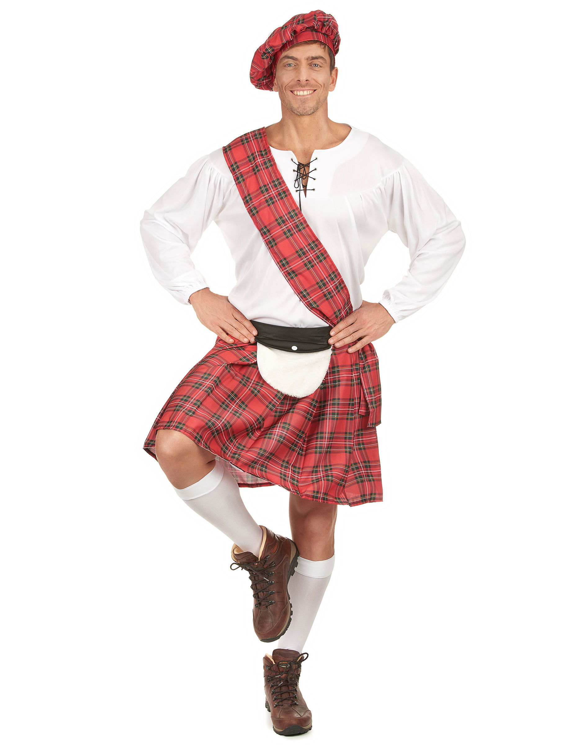 Schotte Kostüm Trachten-Uniform Plus Size rot-weiss von KARNEVAL-MEGASTORE