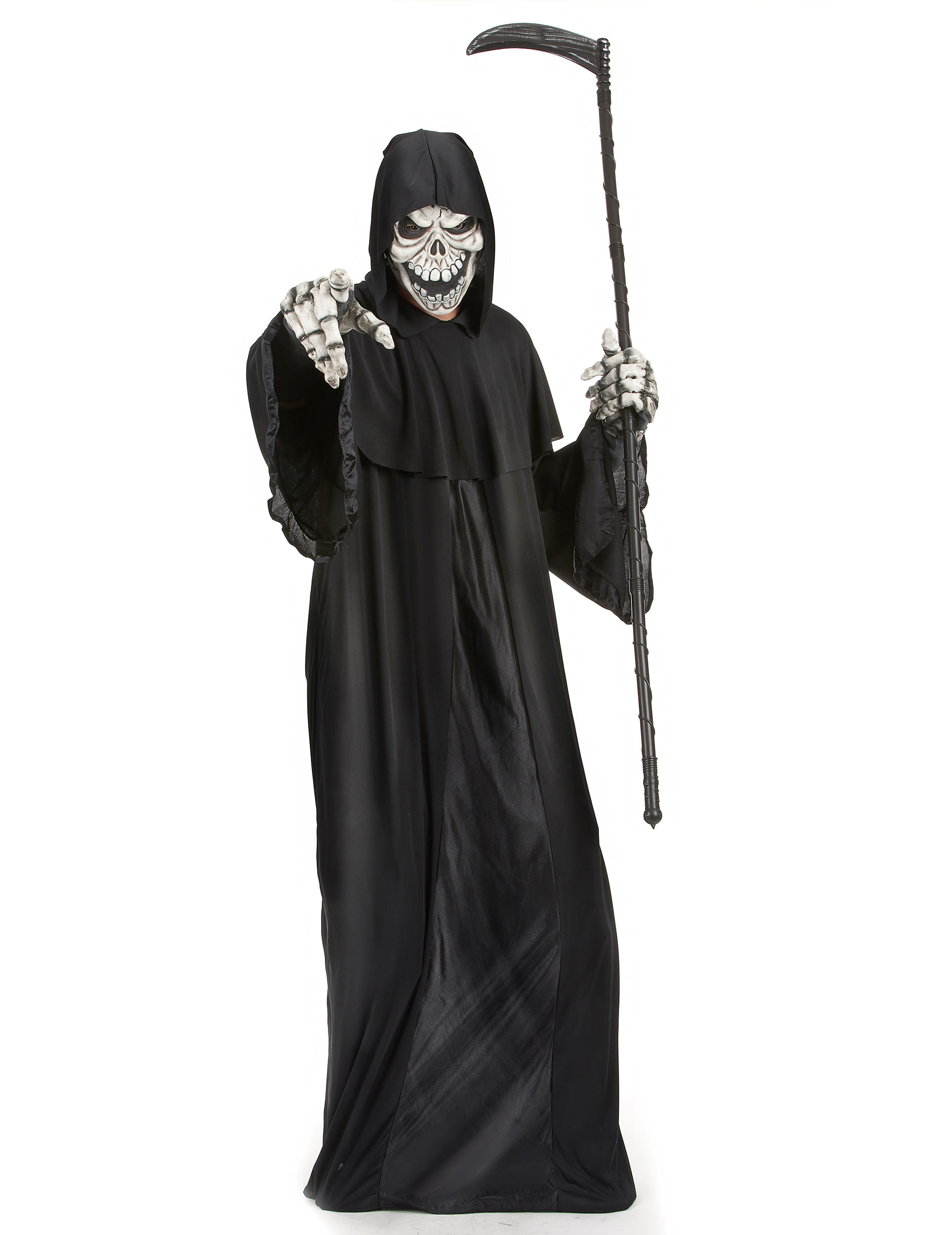 Sensenmann Halloween-Kostüm Dämon schwarz von KARNEVAL-MEGASTORE