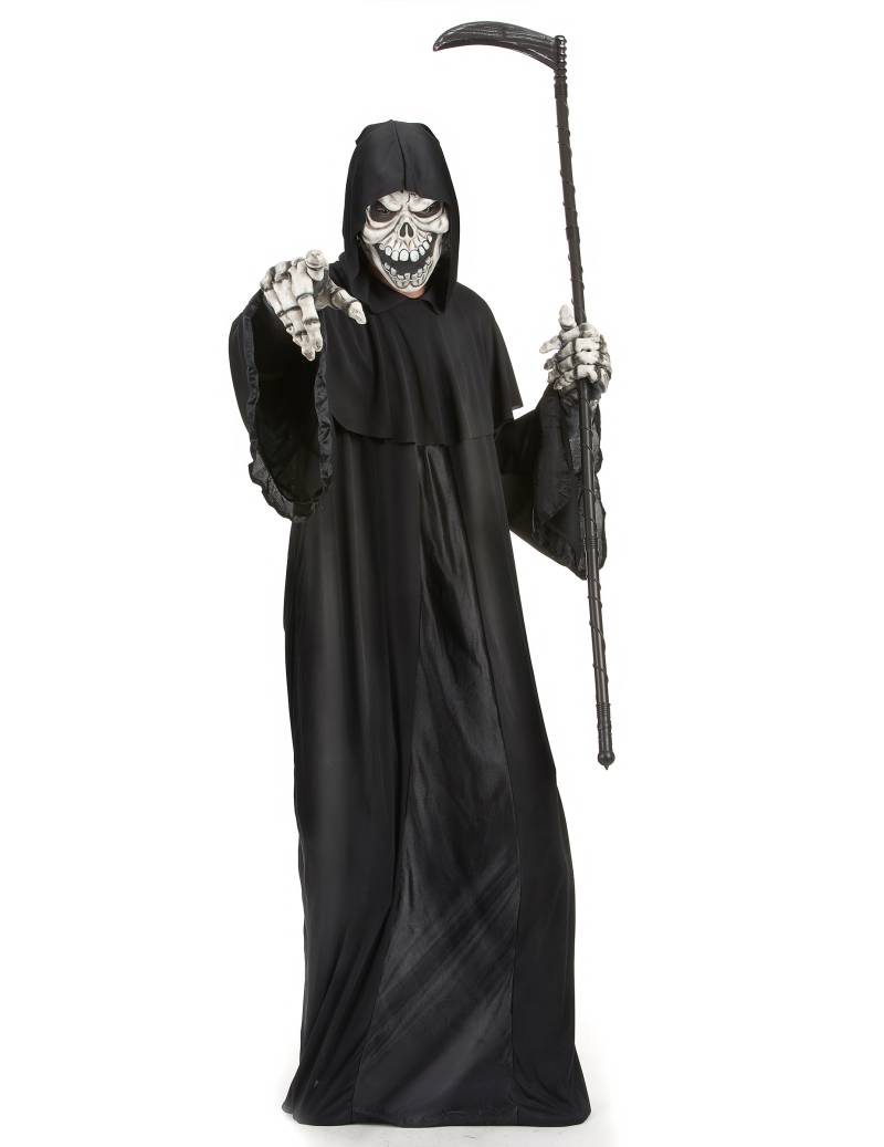 Sensenmann Halloween-Kostüm Dämon schwarz von KARNEVAL-MEGASTORE
