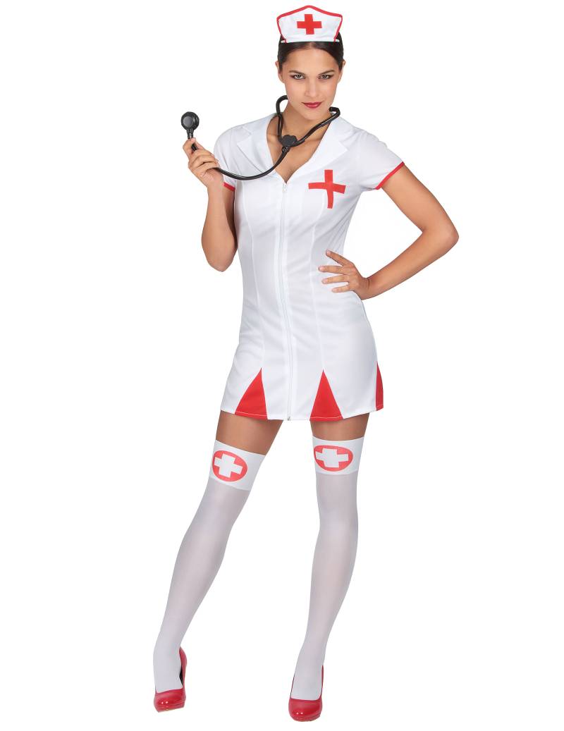 Sexy Krankenschwester Damen-Kostüm rot-weiss von KARNEVAL-MEGASTORE