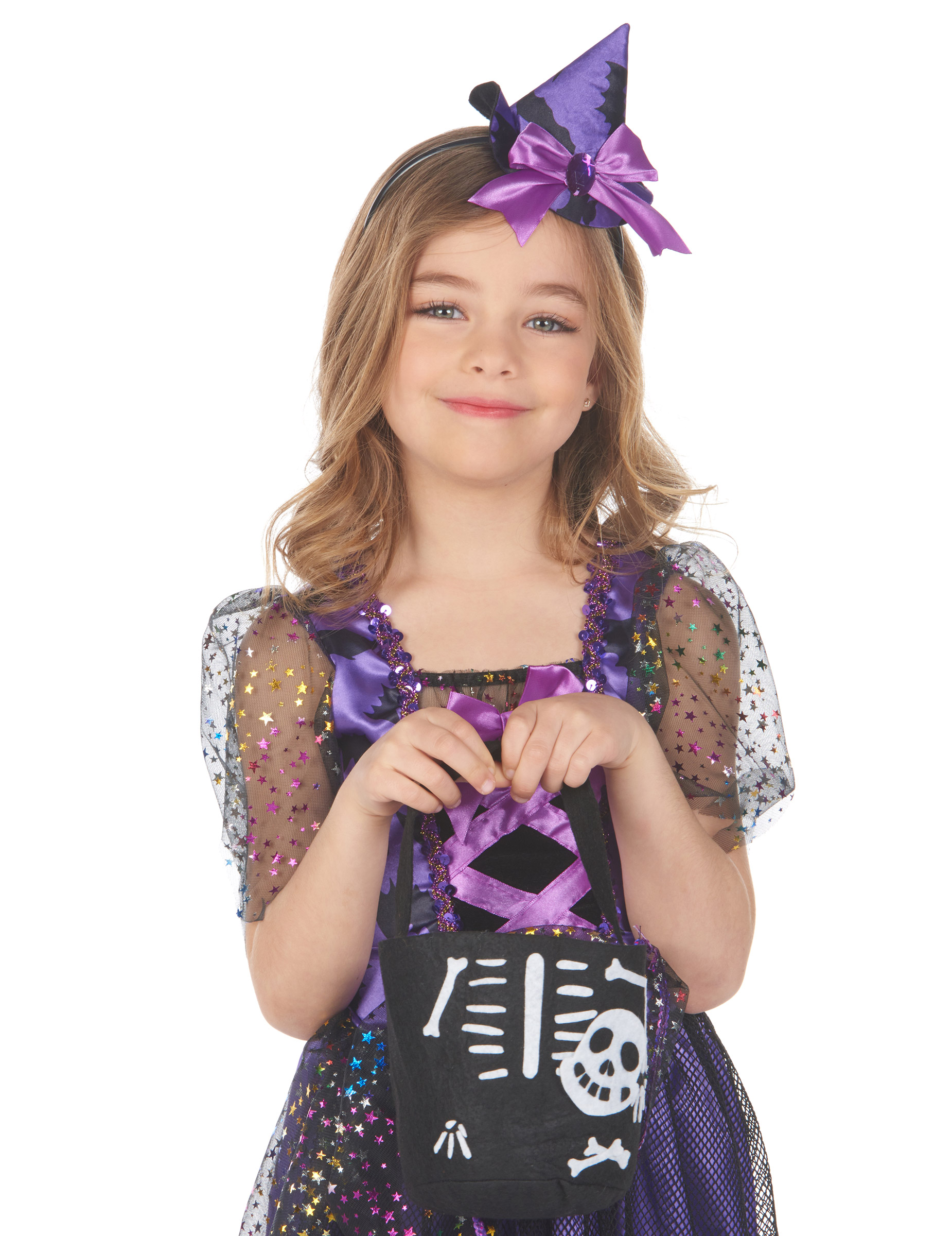 Skelett-Beutel Halloween-Tasche für Kinder schwarz-weiss von KARNEVAL-MEGASTORE