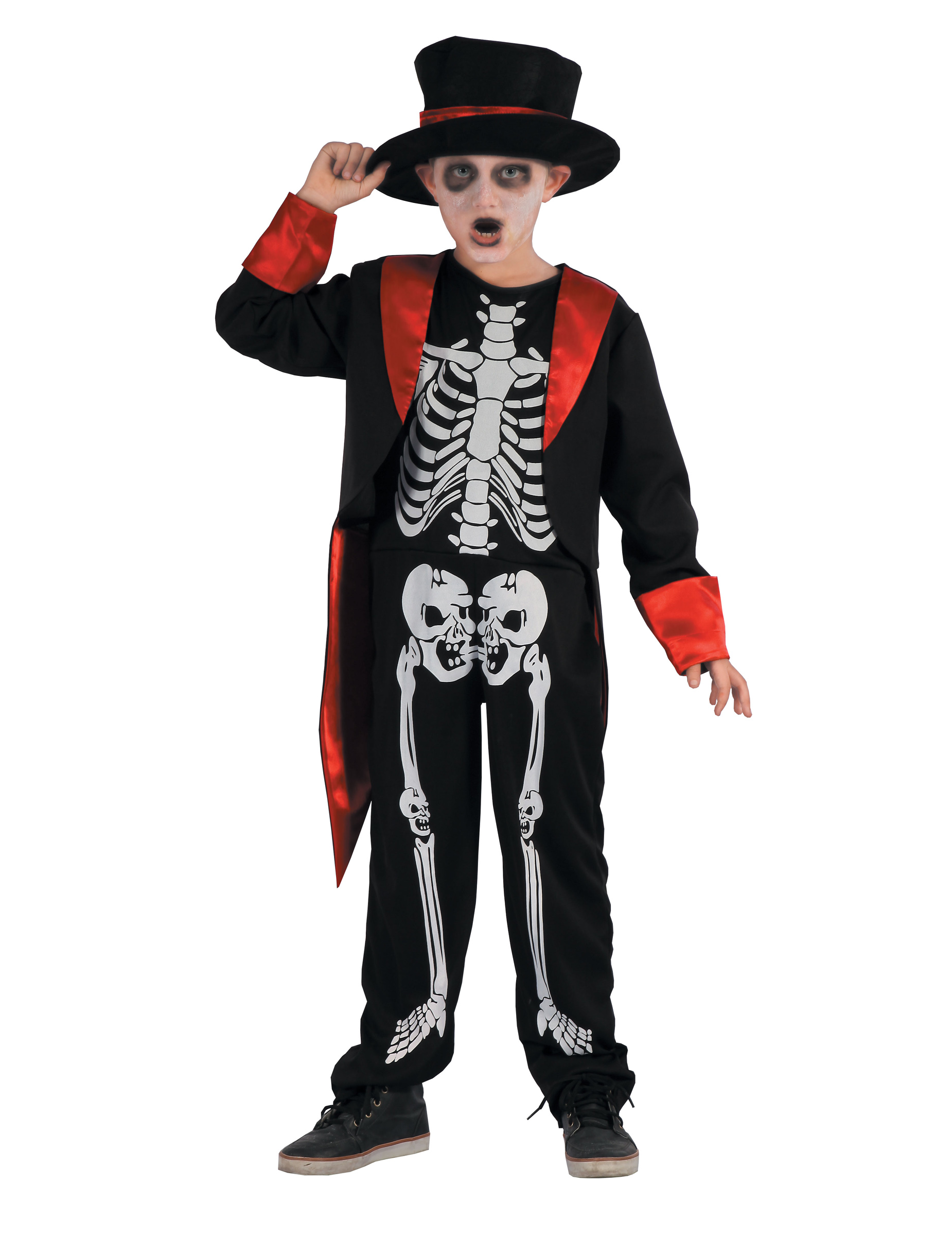 Skelett-Jungenkostüm Horror schwarz-weiss von KARNEVAL-MEGASTORE