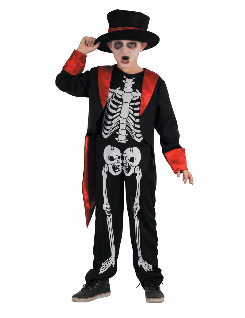 Skelett-Jungenkostüm Horror schwarz-weiss von KARNEVAL-MEGASTORE