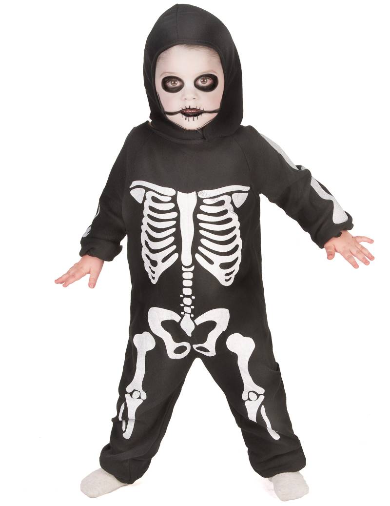Skelett Kinderkostüm Overall schwarz-weiss von KARNEVAL-MEGASTORE