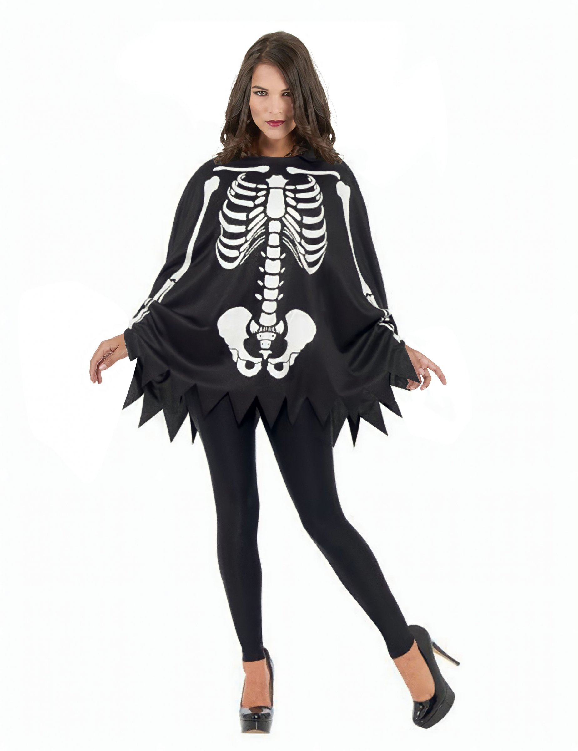 Skelett-Poncho Kostümaccessoire Halloween Día de los Muertos schwarz-weiss Skelett-Poncho Kostümaccessoire Halloween Día de los Muertos schwarz-weiss von KARNEVAL-MEGASTORE