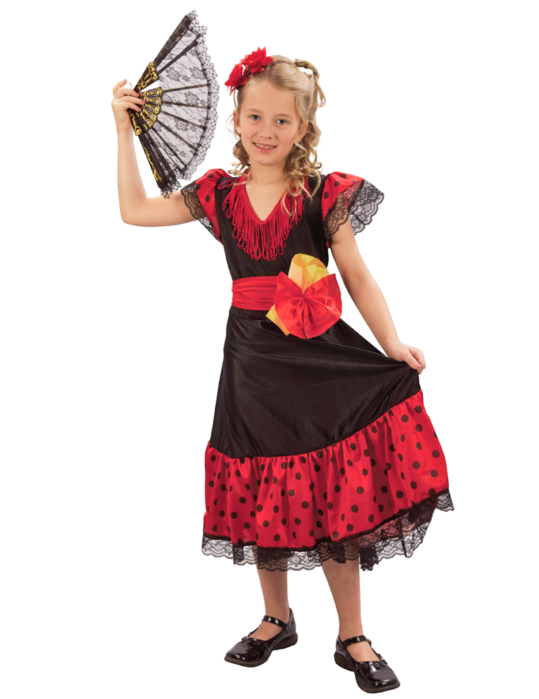 Spanierin Kinderkostüm Tänzerin schwarz-rot von BOLAND BV