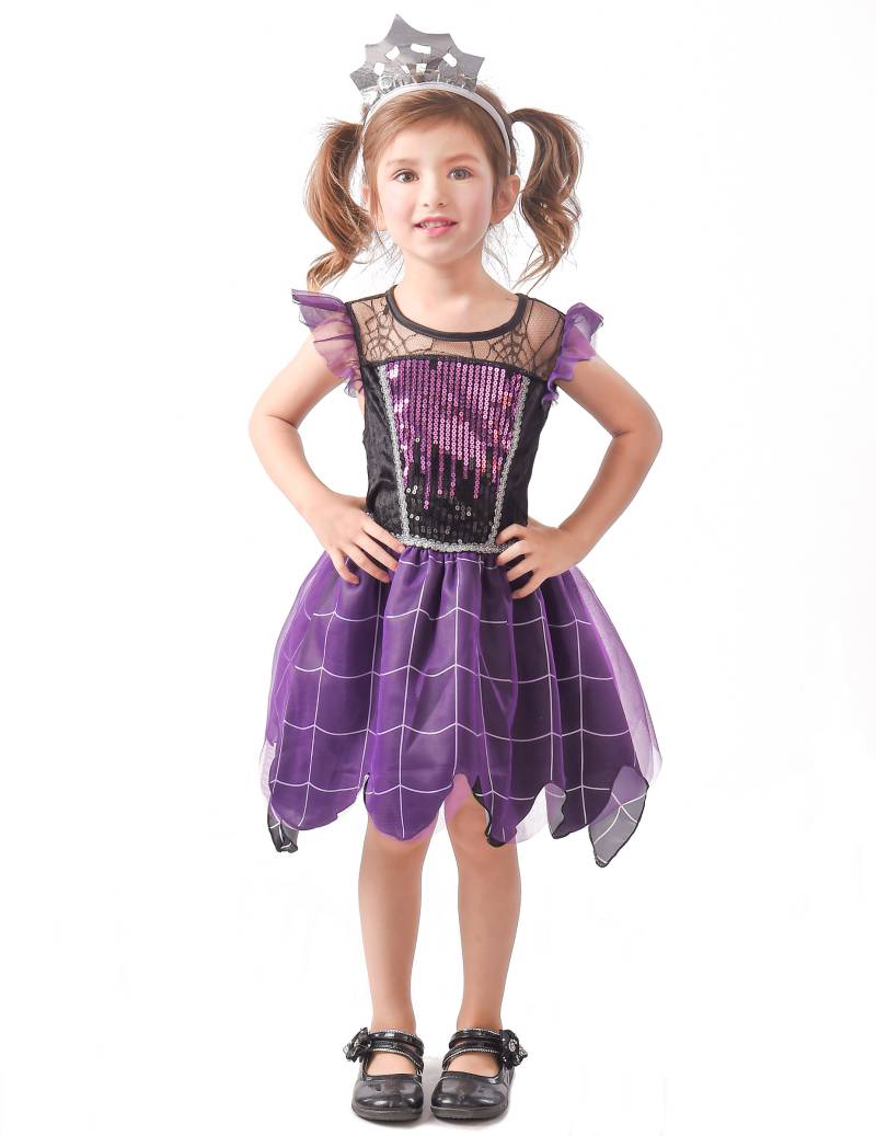Spinnenhexen-Kostüm für Kleinkinder Halloween-Kostüm violett-schwarz von KARNEVAL-MEGASTORE