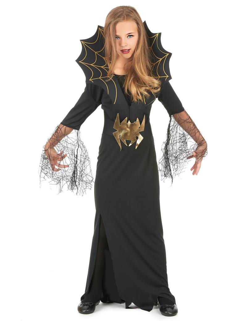 Spinnenkönigin Kinder-Kostüm schwarz-gold von KARNEVAL-MEGASTORE