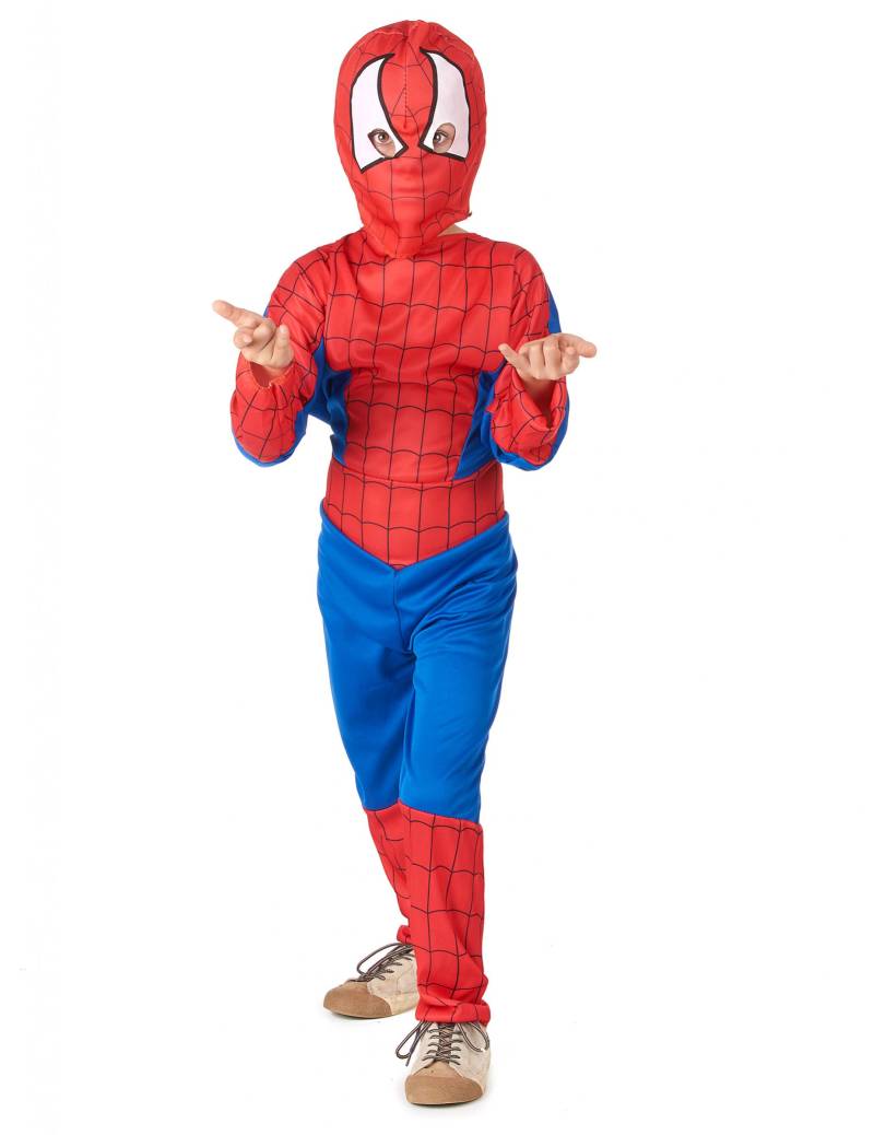 Spinnenmann-Kinderkostüm Superhelden-Kostüm rot-blau-weiss von KARNEVAL-MEGASTORE