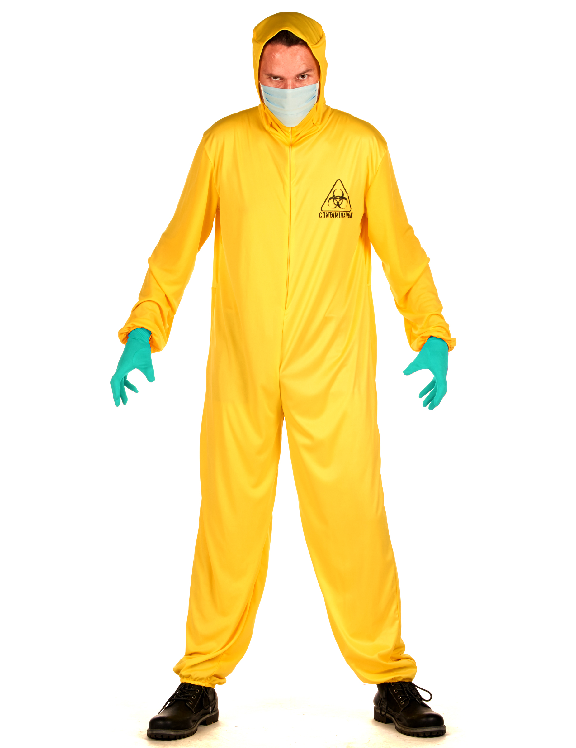 Strahlenschutz-Kostüm für Erwachsene Halloween-Viruskostüm gelb-hellblau von KARNEVAL-MEGASTORE