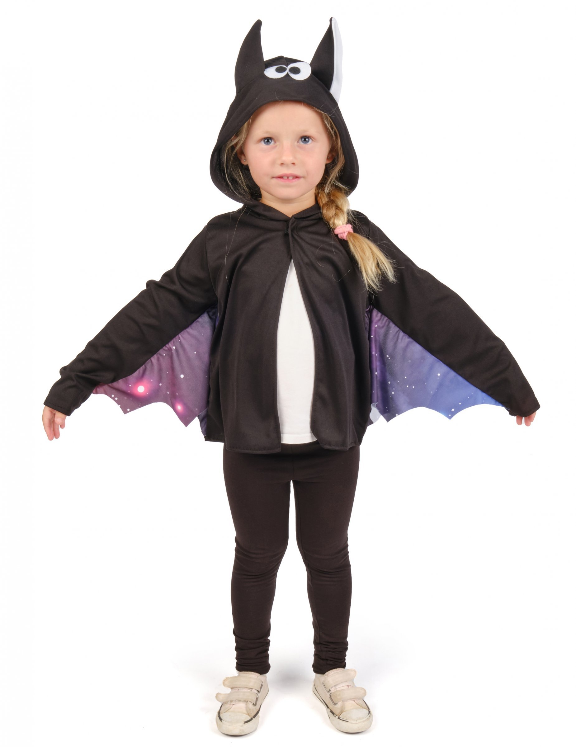 Süße Fledermausjacke für Kinder schwarz-lila von KARNEVAL-MEGASTORE