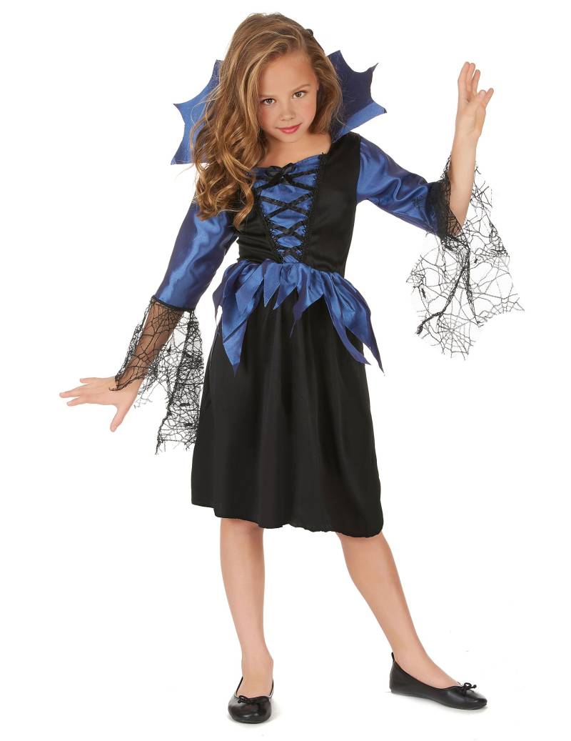 Süße Spinnen-Königin Kinderkostüm blau-schwarz von KARNEVAL-MEGASTORE