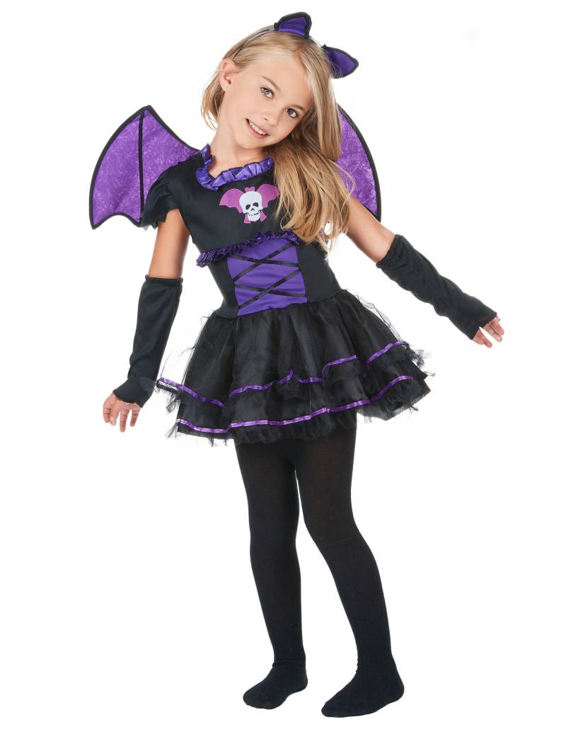Süsse Vampir-Fledermaus Kinderkostüm schwarz-lila von KARNEVAL-MEGASTORE