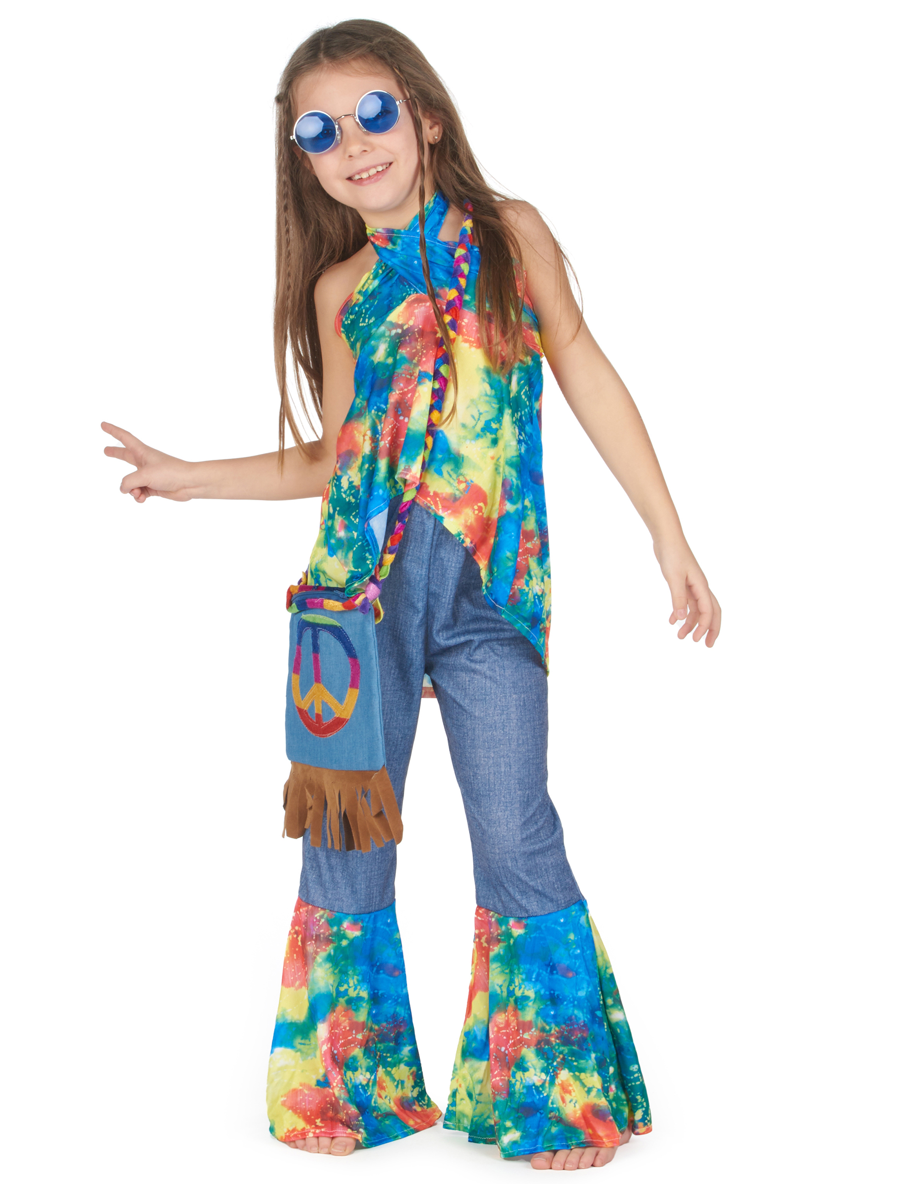 Süßes Hippie Kinderkostüm bunt Süßes Hippie Kinderkostüm bunt von KARNEVAL-MEGASTORE