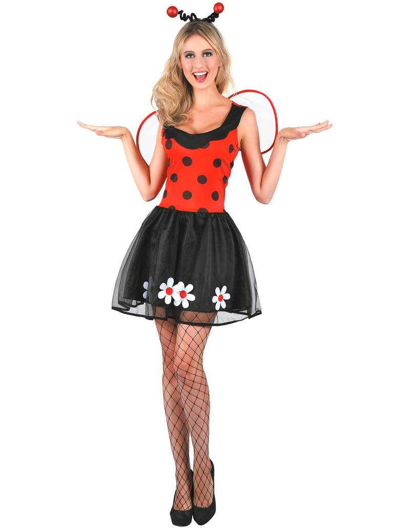 Süsses Marienkäfer-Kleid Marienkäfer-Kostüm für Damen schwarz-rot von KARNEVAL-MEGASTORE