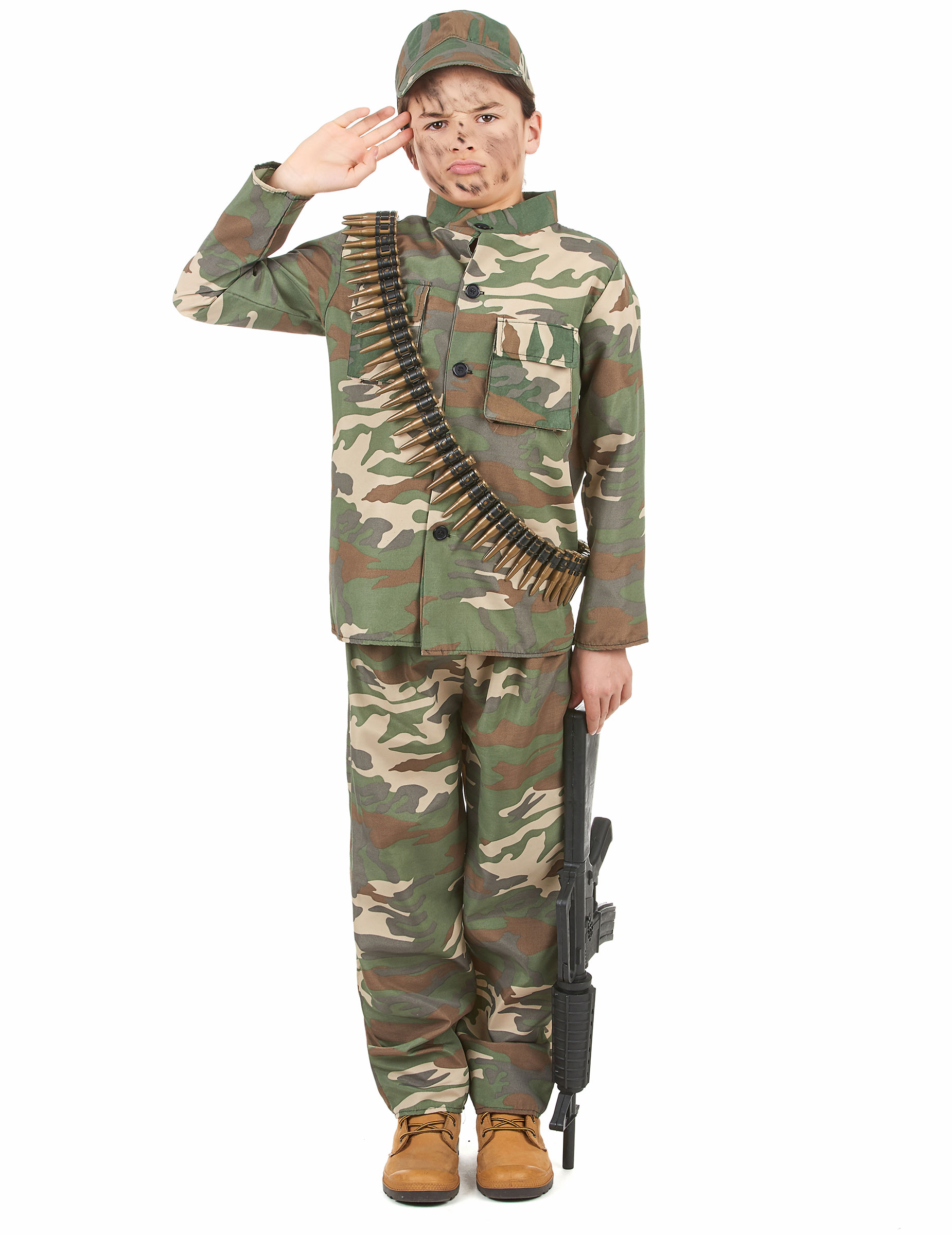 Tapferer Soldat Kinderkostüm camouflage von KARNEVAL-MEGASTORE