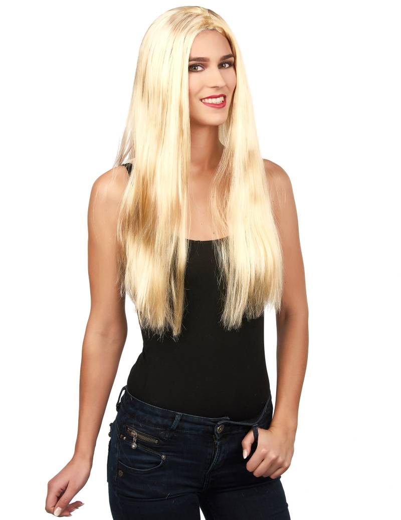 Zauberhafte Hexe Halloween Langhaar-Perücke blond von KARNEVAL-MEGASTORE