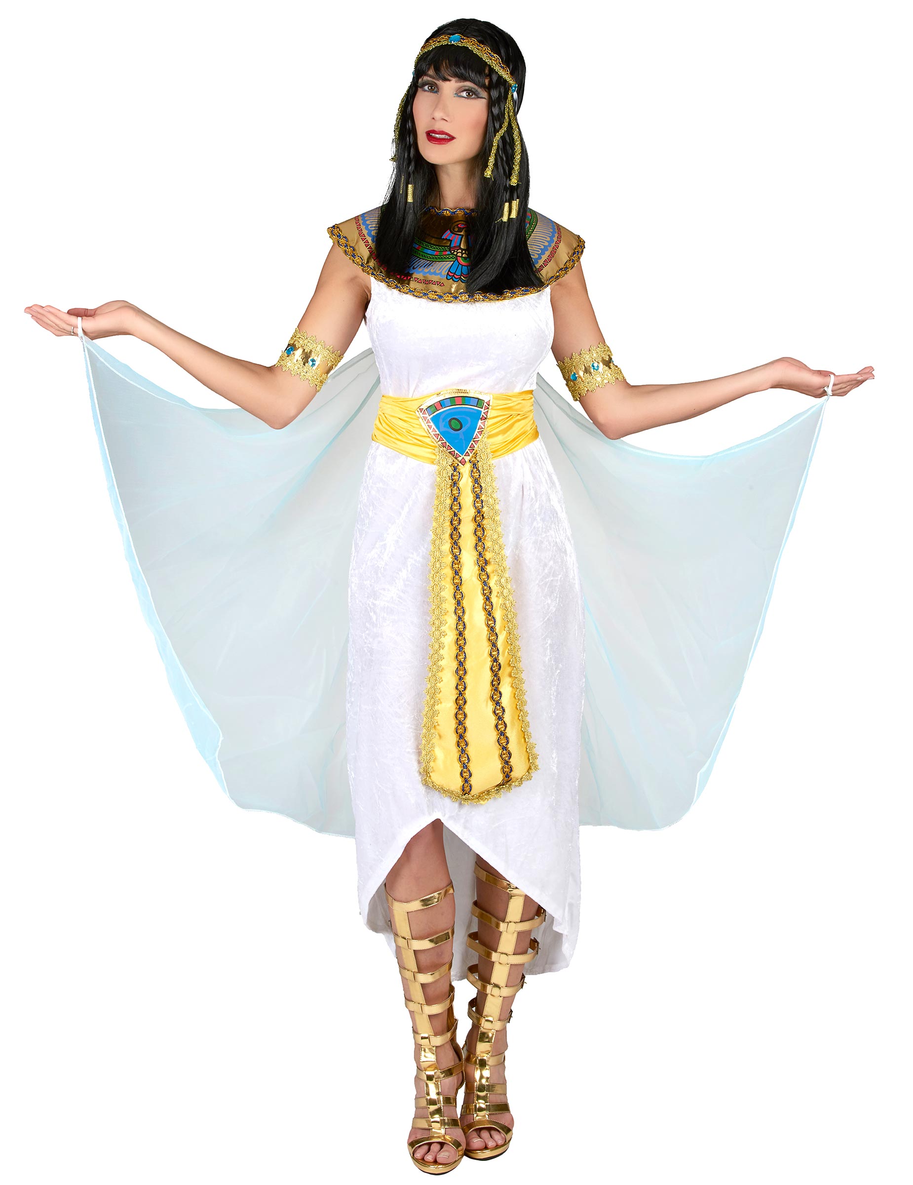 Ägypterin Kostüm ägyptische Königin weiss-gold-blau von KARNEVAL-MEGASTORE