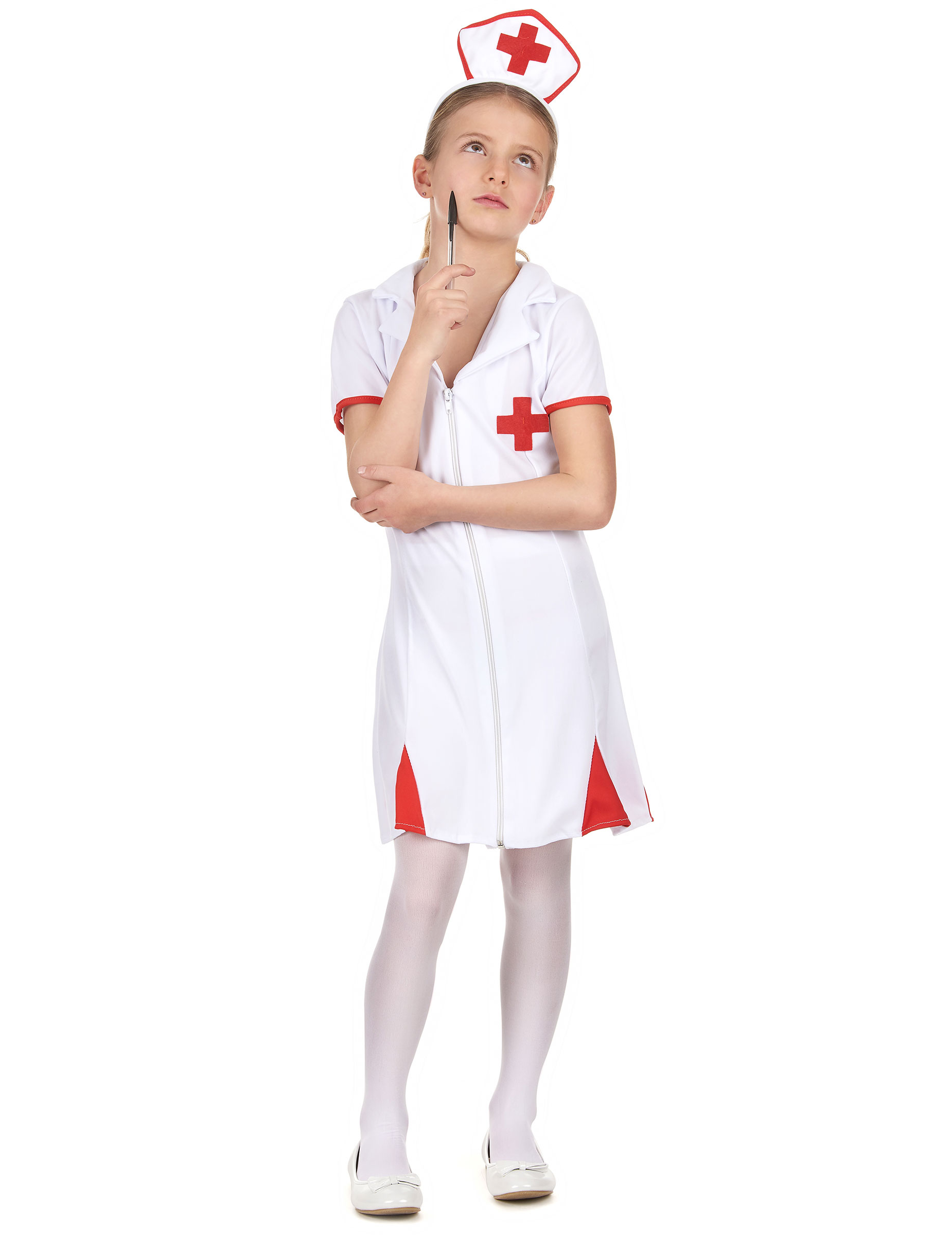 kleine Krankenschwester Kinder-Kostüm rot-weiss von KARNEVAL-MEGASTORE