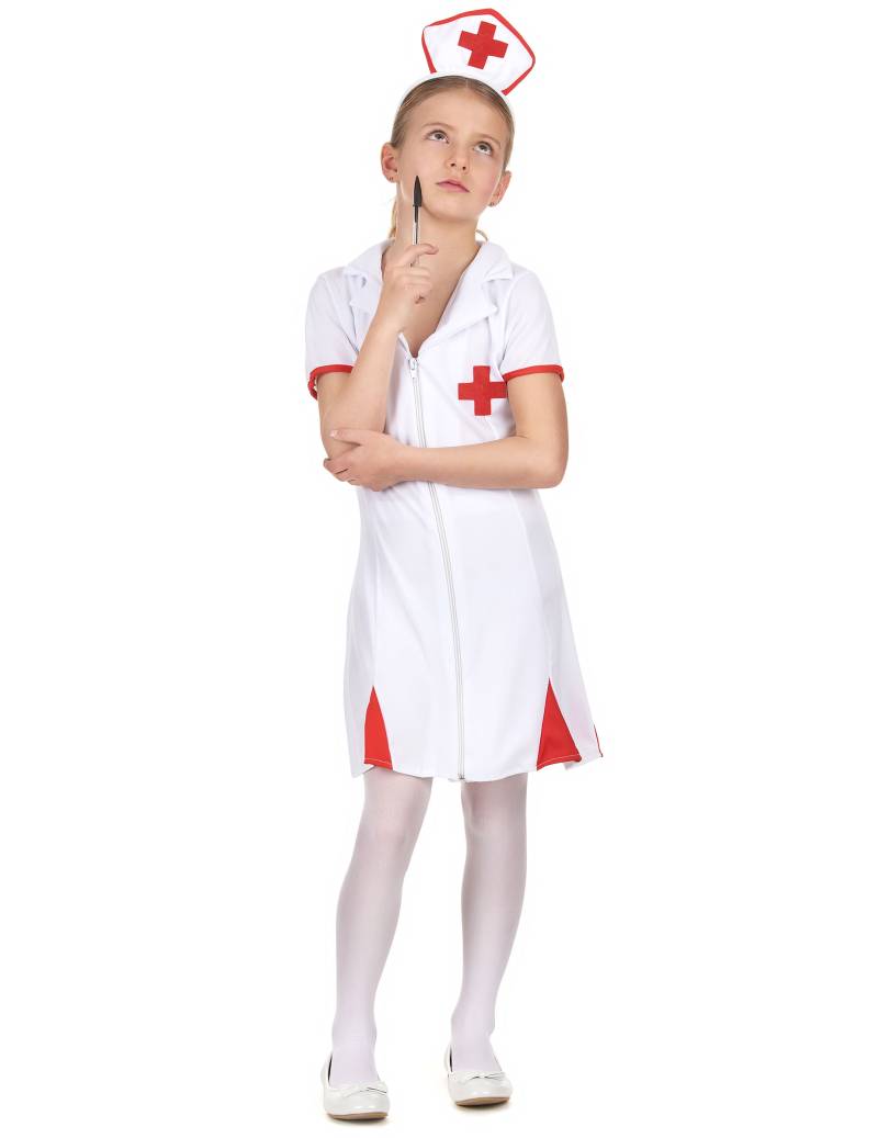 kleine Krankenschwester Kinder-Kostüm rot-weiss von KARNEVAL-MEGASTORE