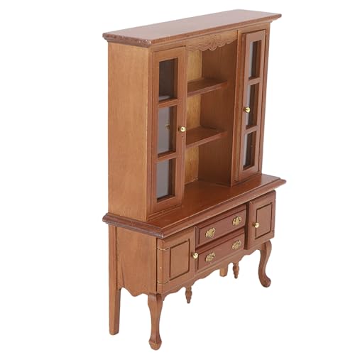 LUCKDANO Dollhouse Bücherregal, Dollhouse Möbelpuppenhauszubehör 1:12 Skala Holzschrankbuchhandel Ausstellungsschelfpuppenhaus Möbelschrank für DIY Wohnzimmer (Kastanie) von LUCKDANO