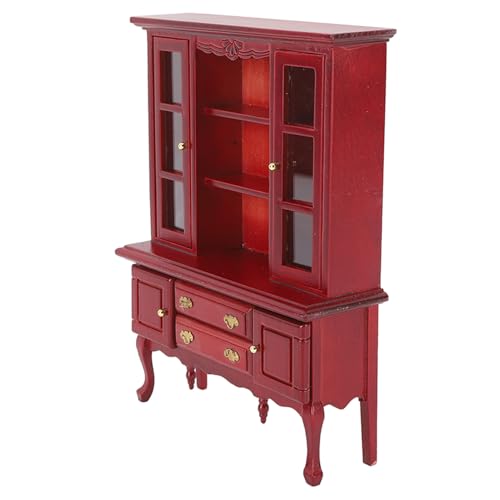 LUCKDANO Dollhouse Bücherregal, Dollhouse Möbelpuppenhauszubehör 1:12 Skala Holzschrankbuchhandel Ausstellungsschelfpuppenhaus Möbelschrank für DIY Wohnzimmer (Mahagoni) von LUCKDANO