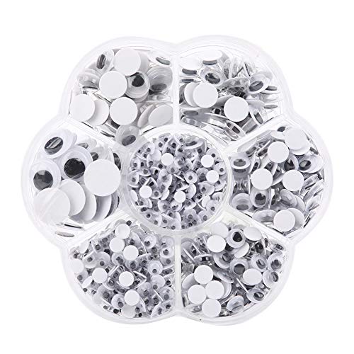 LUCKDANO Googly Augen, Wackelende Augen Googly Wiggle Eyes Plastik Black und Weiß Beweglicher Augapfel 800pcs 4/5/6/7/8/10/12mm für Puppenspielzeug von LUCKDANO