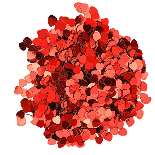 LUCKDANO Heart Confetti, Valentines Confetti mit 3000pcs PVC Zur Dekoration (Rot) von LUCKDANO