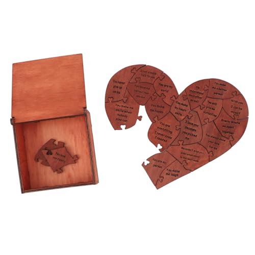 LUCKDANO Hölzernes Herz Puzzle Romantische Liebe Herz Rätsel mit Kasten Valentinstag Jubiläumsvorschläge Engagements von LUCKDANO