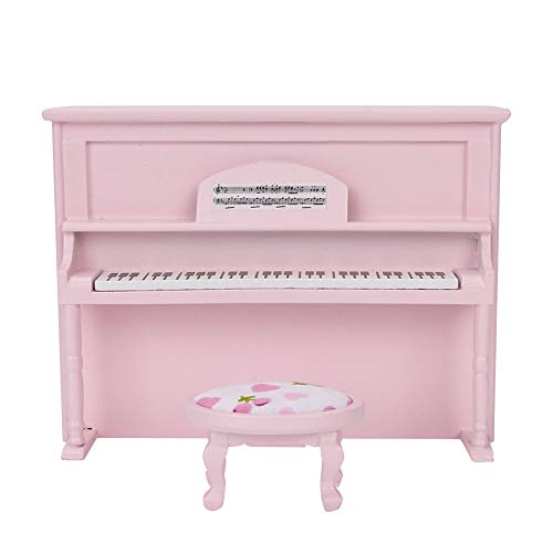 LUCKDANO Mini Klavier, Puppenhaus Miniaturen Spielzeug Klavier Mini Aufrecht (PINK) von LUCKDANO