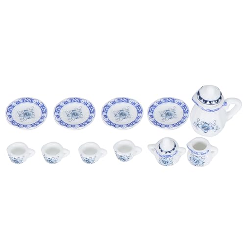 LUCKDANO Miniaturporzellan Tee -Set, Miniaturen Dollhouse Porzellan Tee Tasse Set Miniaturdekor Dessert Gebäckkuchen Tisch Dekor Teller Puppenhaus Küchenzubehör Puppenhaus Miniatur Miniatur (Blau LUCKDANO Miniaturporzellan Tee -Set, Miniaturen Dollhouse Porzellan Tee Tasse Set Miniaturdekor Dessert Gebäckkuchen Tisch Dekor Teller Puppenhaus Küchenzubehör Puppenhaus Miniatur Miniatur (Blau von LUCKDANO