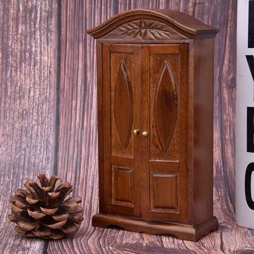 LUCKDANO Puppenhausmöbel, Puppenhauszubehör Puppenhaus Accessoires und Möbelpuppenhaus Holzgarderobe Dollhouse Möbel Mini House Accessoire (Brown) von LUCKDANO