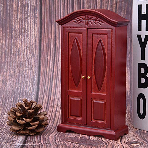 LUCKDANO Puppenhausmöbel, Puppenhauszubehör Puppenhaus Accessoires und Möbelpuppenhaus Holzgarderobe Dollhouse Möbel Mini House Accessoire (Wine RED) von LUCKDANO