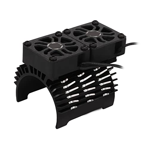 LUCKDANO RC -Motorkühlventilatoren, RC -Kühlventilatoren mit Metallabdeckung 4068 4074 Bürstenloser Motor Wärmekühlung Dual 30 Mm Bürstenloser Motorventilator für 1/8 Fernbedienungsauto (Black) von LUCKDANO