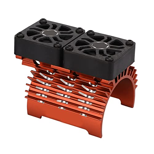 LUCKDANO RC -Motorkühlventilatoren, RC -Kühlventilatoren mit Metallabdeckung 4068 4074 Bürstenloser Motor Wärmekühlung Dual 30 Mm Bürstenloser Motorventilator für 1/8 Fernbedienungsauto (ORANGE) von LUCKDANO