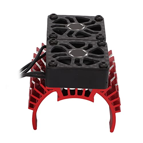 LUCKDANO RC -Motorkühlventilatoren, RC -Kühlventilatoren mit Metallabdeckung 4068 4074 Bürstenloser Motor Wärmekühlung Dual 30 Mm Bürstenloser Motorventilator für 1/8 Fernbedienungsauto (Rot) von LUCKDANO