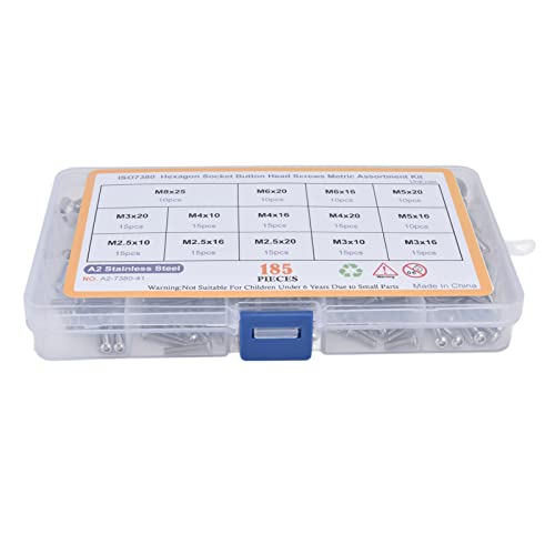 LUCKDANO Sockelkopfschrauben, Metrische Schrauben -Sortiment -Knopfkopfschrauben Sechskantweiche Kopfschraube 185pcs 304 Edelstahlschrauben Sortiment für Reparaturen LUCKDANO Sockelkopfschrauben, Metrische Schrauben -Sortiment -Knopfkopfschrauben Sechskantweiche Kopfschraube 185pcs 304 Edelstahlschrauben Sortiment für Reparaturen von LUCKDANO