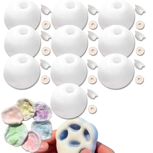 10PCS Blank Pressure Ball Skin DIY Kit, Blank Skins leeren Stress Ball DIY Kit, Vakuum Squishy DIY Stress Ball Herstellung Kit, Anti Stress Bälle Weiche Quetschspielzeuge (Weiß) von LUCKKY