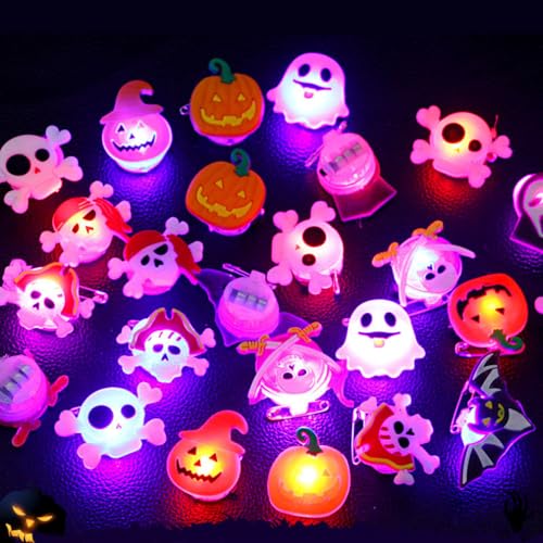 20 Stück Luminous Halloween Rings & Brooches, LED-Licht-Weihnachtsring, Blinkender Ring, Halloween Leuchtringe LED Ring Licht Spielzeug, Halloween Kinder Party Zubehör Deko -Zufällige Farbe (Broschen) 20 Stück Luminous Halloween Rings & Brooches, LED-Licht-Weihnachtsring, Blinkender Ring, Halloween Leuchtringe LED Ring Licht Spielzeug, Halloween Kinder Party Zubehör Deko -Zufällige Farbe (Broschen) von LUCKKY