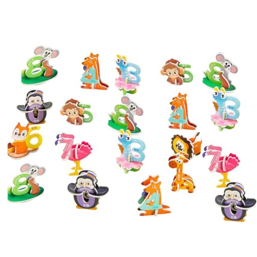 20 Stück Themed 3D Jigsaw Puzzles, Buntes Puzzle, Feinmotorik Stammspielzeug, Frühpädagogisches Montessori-Spielzeug, Pädagogisches 3D-Cartoon-Puzzle Geschenk für Kinder - Zufällige Farbe (C) von LUCKKY