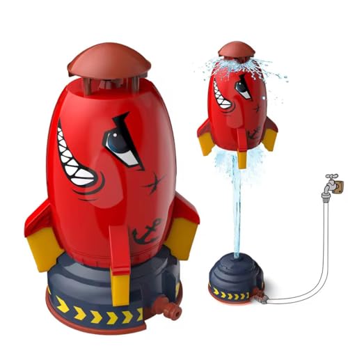 2025 Rocket Sprinkler – Ultimate Summer Water Toy for Kids, Wassersprinkler Rakete, Wasserrakete Sprinkler für Kind, Water Rocket Sprinkler, Outdoor Rasensprenger Garten Spielzeug (Rot) von LUCKKY