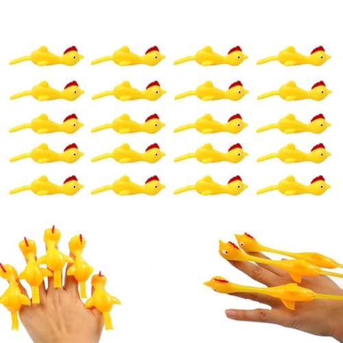 20PCS Slingshot Chicken Flying Finger Toy, Schleuder Huhn, Fingerspitze Gummihuhn Schnipsen Gummi Strecken Fliegende Hühner Kinder lustig Finger Strecken Fliegende Hühner Katapult Huhn von LUCKKY