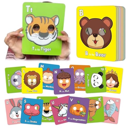 26 Stück Alphabet ABC Flash Cards with Animal Masks, Alphabet-ABC-Lernkarten mit Tiermasken, Bunte Alphabet-Maskenkarten, Interaktive Lernspiele, Buchstaben Lernen, englische Ausdrücke 26 Stück Alphabet ABC Flash Cards with Animal Masks, Alphabet-ABC-Lernkarten mit Tiermasken, Bunte Alphabet-Maskenkarten, Interaktive Lernspiele, Buchstaben Lernen, englische Ausdrücke von LUCKKY