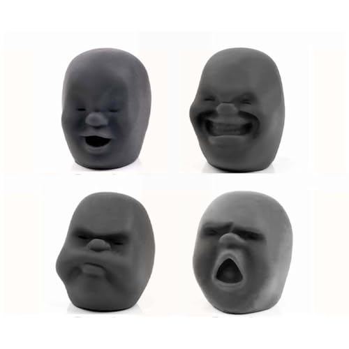 4 Stück Lustige Emotionsbälle mit menschlichem Gesicht, Lustiges Gesicht Stressbälle, Lustige Gesichter Softball, Antistressball, Anti Stress Spielzeug für Kinder und Erwachsene (Schwarz) von LUCKKY
